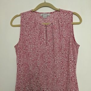 Liz Claiborne Sleeveless Pink & White Blouse